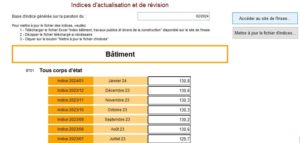 Indices d'actualisation et de révision sur DeviSOC